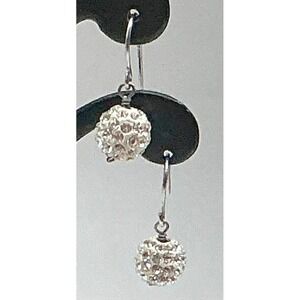 Sparkling Crystal Ball Drop Earrings Silver Tone Dangle Hook Women's Jewelry